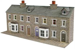 Metcalfe N Low Relief Terraced House Fronts Stone PN175Metcalfe PN175 N Scale Low Relief Stone Terraced House Fronts Card KitThe kits builds into a row of four houses with optional dormers and bay windows, and are designed to fit with the house backs if stand-alone houses are required.As with all Metcalfe kits, clear instructions take the modeller step-by-step throughout the building process, resulting in a very attractive and useful model.
