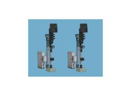 Pack of 2 non-working colour light signals with a lineside location cabinet for the signalling control system.