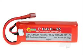 Battery Lead - Silicone T-Style. Balance Lead Type - XHCapacity - 2100mAhCells - 3 (11.1V) Recommend Replacement for  8-10 Cell Nicad/NiMhContinuous Discharge - 25c (52 Amps)ENERG-PRO 25 (Li-Poly) NEW 5C CHARGE RATEMaximum Charge - 5c (10.5 amps)Size - 105 x 34 x 23mmWeight - 182g