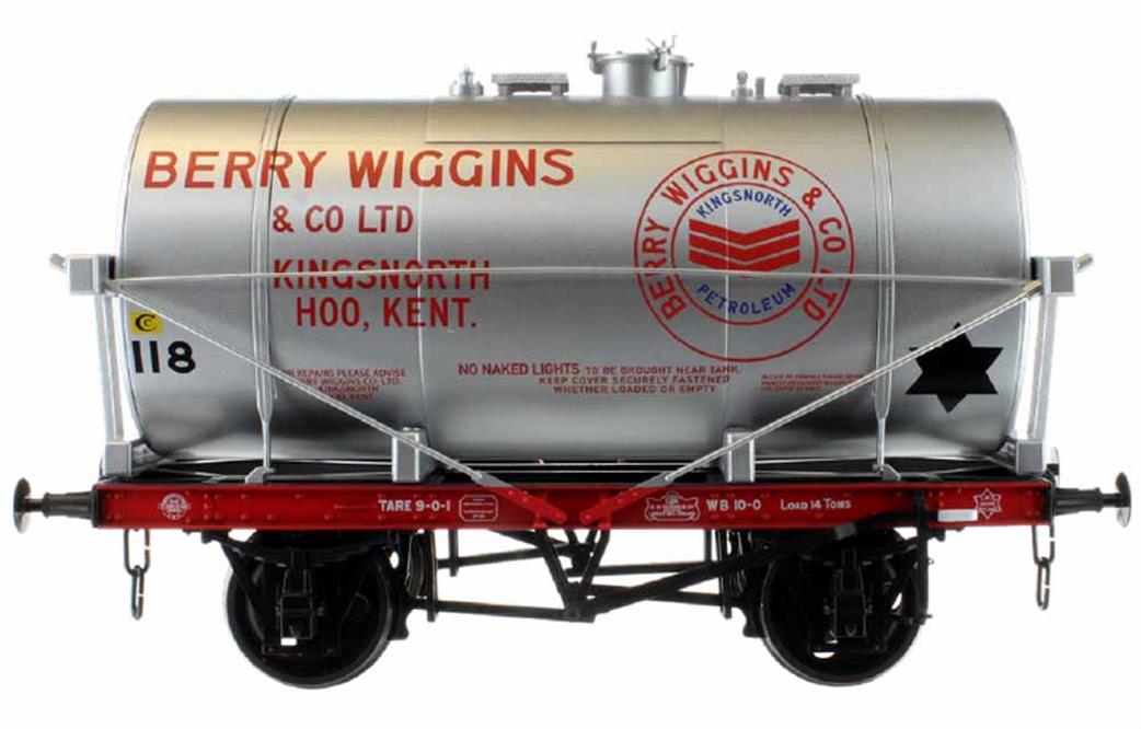 Dapol O Gauge 7F-058-007 Berry Wiggins 118 14-Ton Class A Oil Tank Wagon Silver