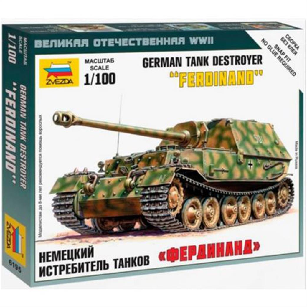 Zvezda 1/100 6195 German Sd.Kfz.184 Ferdinand Self Propelled Gun Kit