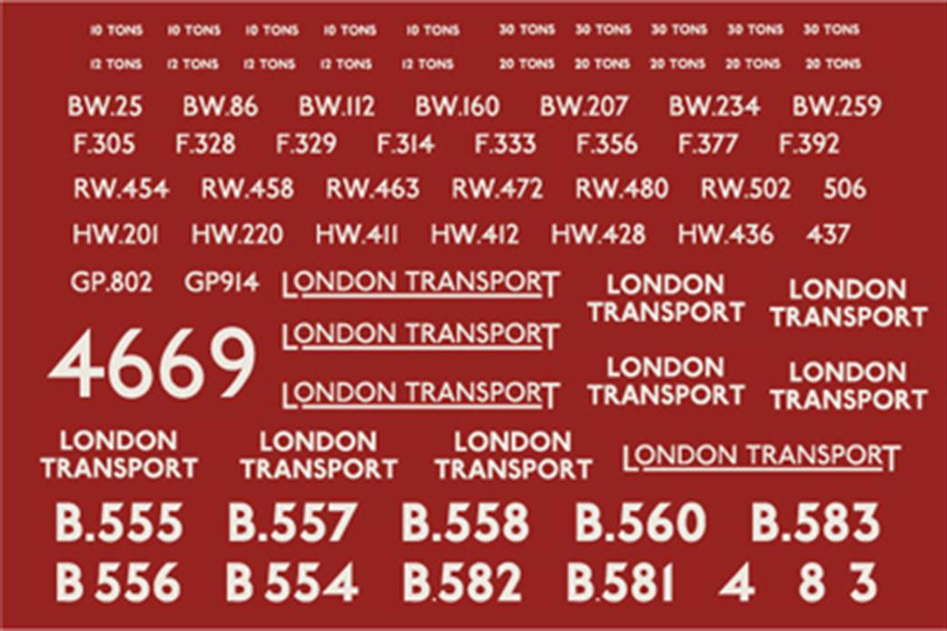 Modelmaster Decals OO 4669 Lettering for LT Engineering Department Wagons