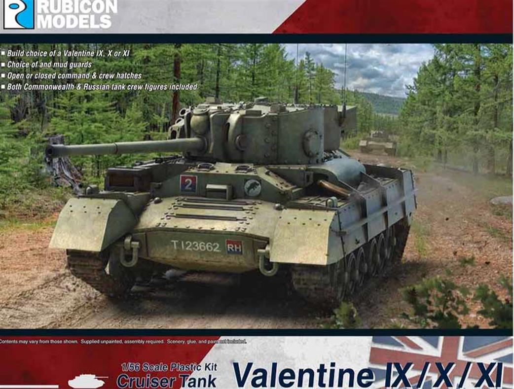 Rubicon Models 1/56 280098 British Valentine Mark IX / X / XI Cruiser Tank Plastic Model Kit