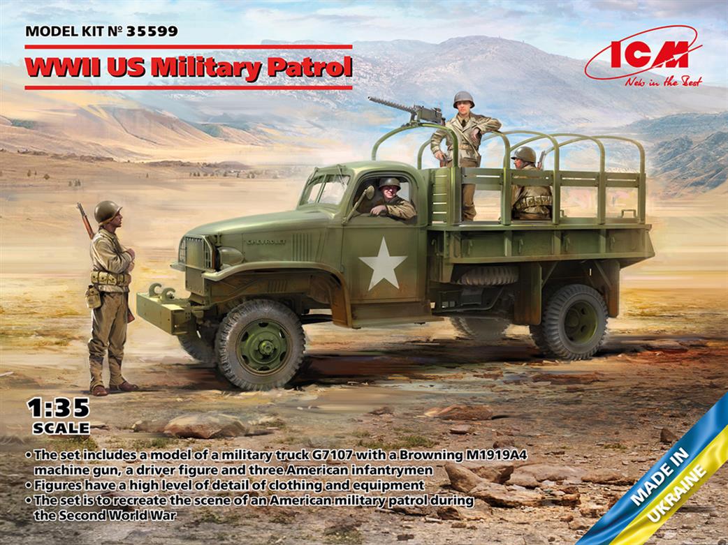 ICM 1/35 35599 WWII US Military Patrol G7107 with MG M1919A4