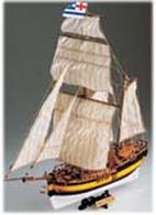 The kit includes C.N.C. Routedï¿½frames for keel &amp; bulkheads, and exotic wood strip for hull planking. Also included is the wooden deck planking, masts and spars,ï¿½lost wax brass castingsï¿½and wooden fittings, etched brass detailing,ï¿½cloth for the sails and flags. The instruction booklet is very detailed, taking you through every step of construction.Scale 1:64, Length: 430mm.Skill Level 2