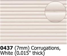 Single sheet approx 300mm x 174mm. 0.4mm thickness.Corrugation spacing&nbsp;designed to&nbsp;be suitable for O gauge, (1/43 to 1/48)&nbsp;and similar scaled models, eg 1/50 trucks.