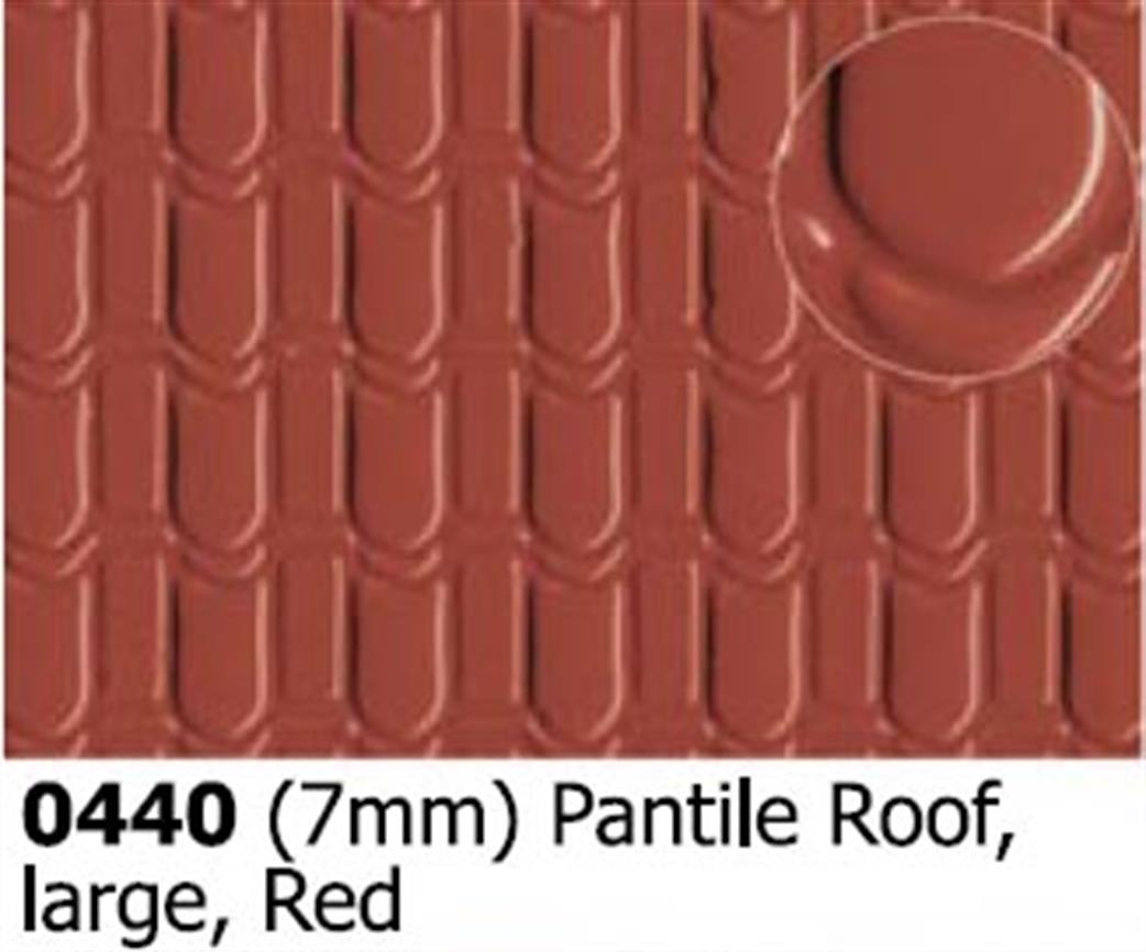 Slaters Plastikard O Gauge 0440 Pantile Roof 7mm Scale Embossed Plasticard