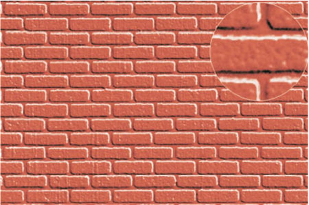 Slaters Plastikard O Gauge 0404 Brick Walling 7mm Scale Embossed Plasticard Red
