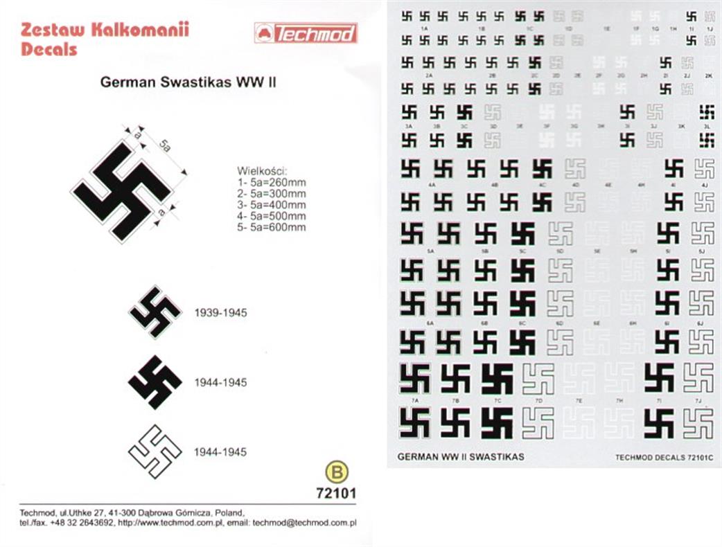 Techmod 1/72 72101 German Swastikas WW2 Transfer Decal set
