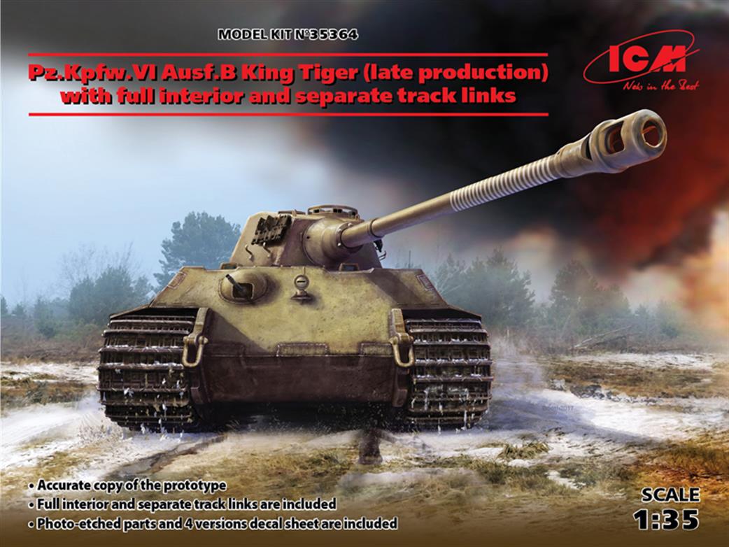 ICM 1/35 35364 King Tiger Late Production With Full Interior And Separate Track Links