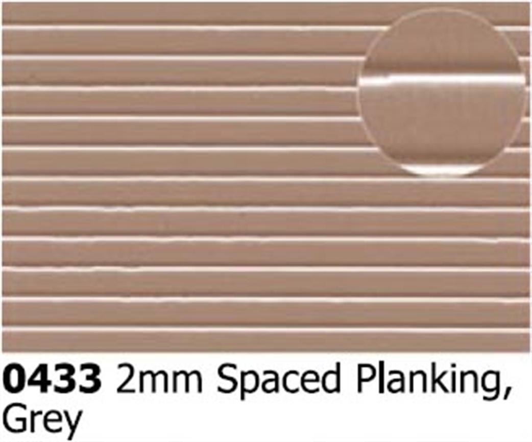 Slaters Plastikard  0433 2mm Spaced Planking Embossed Plasticard
