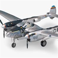 Fully recessed panel lines &amp; realistic PVC tires. Highly detailed cockpit interior &amp; landing gear compartment. Various under-wing weaponry included. Can be choice to P-38J, P-38J Droop Snoot, P-38L Pathfinder &amp; F-5E Photo Recon.Glue and paints are required