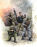 These four figures represent in their apppearance and armament modern Russian soldiers, belonging to the elite operational anti-terror units used mainly for releasing hostages and fighing against armed gangs.