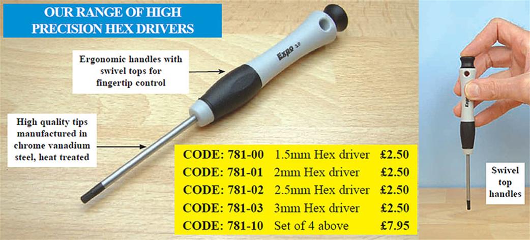 Expo  78100 1.5mm Hex Driver with Swivel Handle