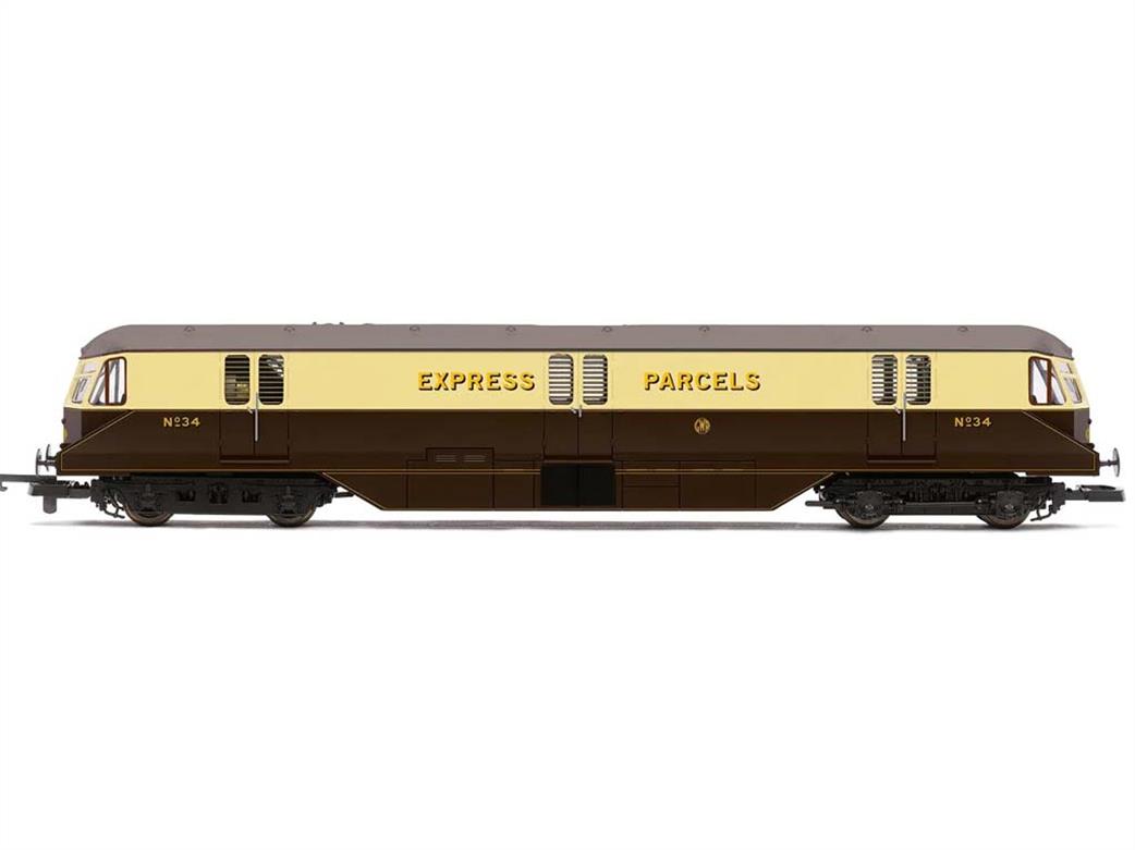 Hornby OO R30384 Railroad Plus GWR 34 Streamlined Diesel Express Parcels Railcar Chocolate & Cream