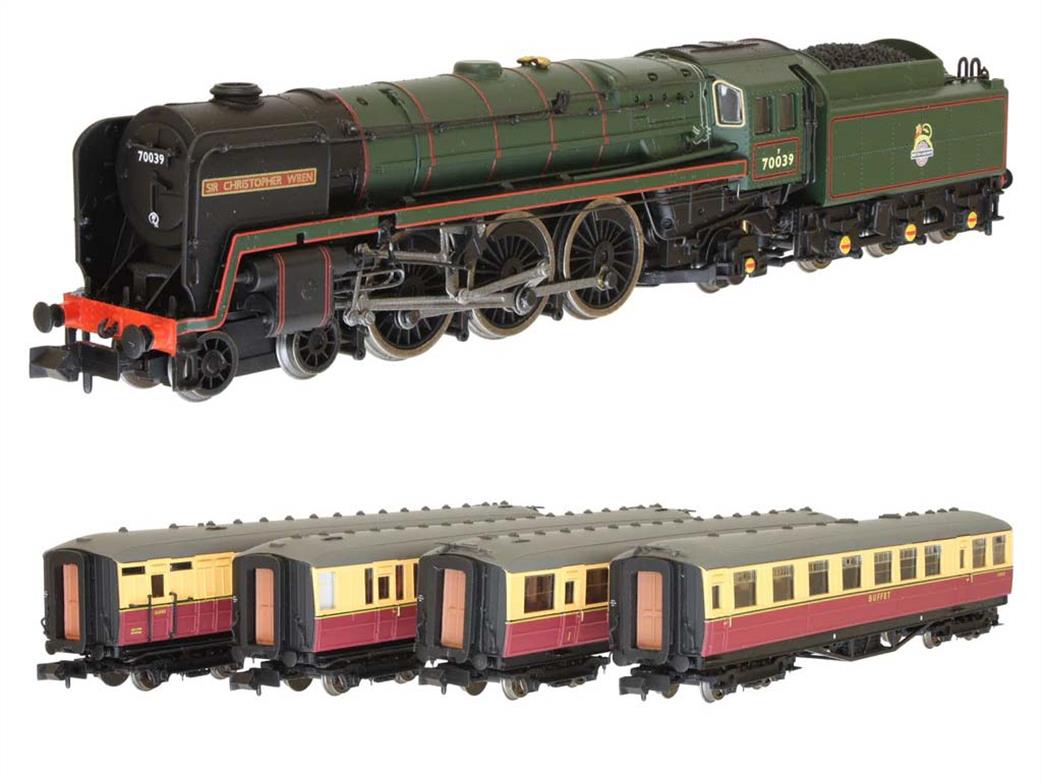 Dapol N 2S-017-010 East Anglian Train Pack BR 70039 Sir Christopher Wren with 4 Gresley Coaches