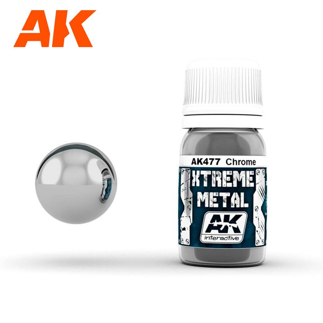 AK Interactive  AK477 Extreme Metal Paints Chrome Airbrush Color 30ml