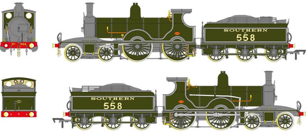 EFE Rail OO E85025 LSWR Adam T3 4-4-0 558 SR Lined Maunsell Green