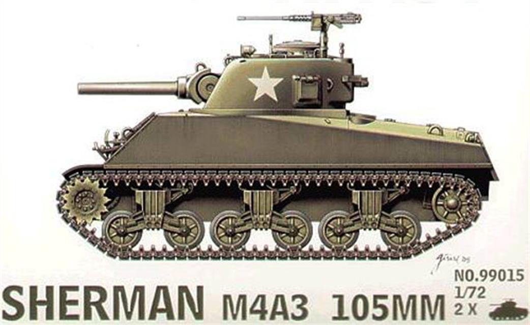 Armourfast 1/72 99015 Sherman M4A3 105mm Tank Pack of 2