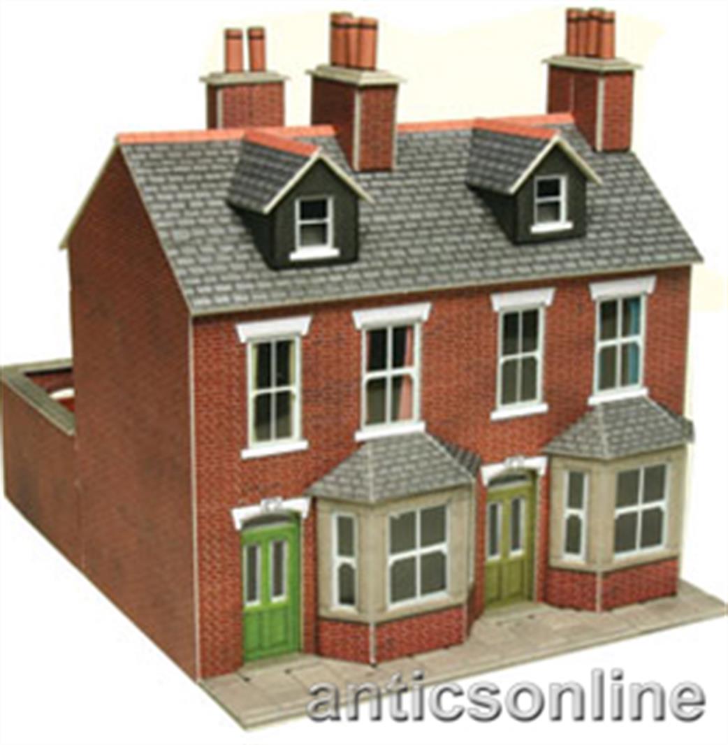 Metcalfe OO PO261 Red Brick Terraced Houses Printed Card Kit