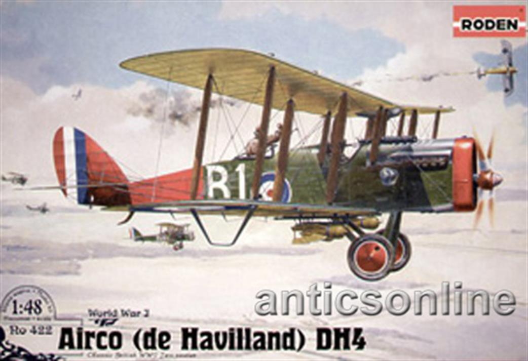 Roden 1/48 422 De Havilland DH4 British WW1 Fighter