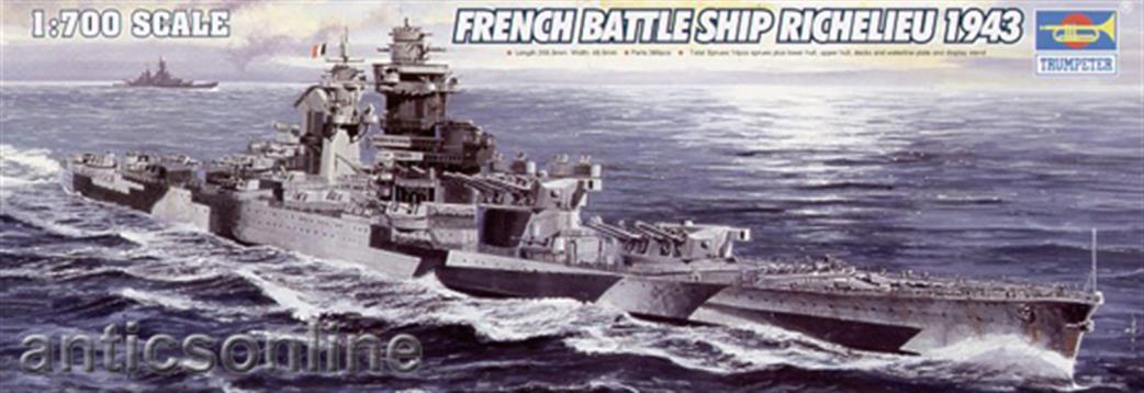 Trumpeter 05750 Richelieu French Navy Battleship 1943  1/700