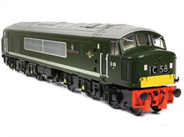 The popular Class 45 Diesel Locomotive returns to the Bachmann Branchline range with this OO scale model depicting No. D49 ‘The Manchester Regiment’. Together with the Class 44s and 46s the classes were commonly known as the ‘Peaks’, because the Class 44s had been named after mountains in England and Wales, however those Class 45s that were named were after British Army Regiments and the Royal Marines. No. D49 is one such named example, being named after the Manchester Regiment of the British Army.The Bachmann Branchline model combines a finely-proportioned bodyshell with extensive detailing throughout, including separately fitted cab handrails, windscreen wipers, lamp brackets and sandpipes. With a powerful 5-pole motor fitted with twin flywheels which drives both bogies, these models have plenty of pulling power to haul even the longest trains. With a 21 Pin DCC decoder interface, it’s easy to add a decoder or sound decoder and speaker for use on DCC
