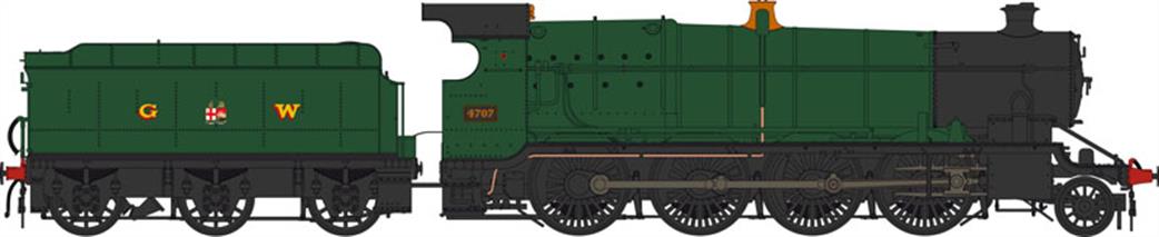 Heljan 4782 GWR 4707 Class 47xx 2-8-0 Express Goods Engine Green with G W Lettering OO