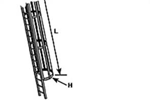 Use on towers, tanks, buildings and other tall structures where a ladder is perpindicular (or 90Â°) to the ground. Precision Injection Molded in White Styrene Plastic. Ideal for all professional model construction.1/24 scale suitable for G gauge model railways.Length 450mm