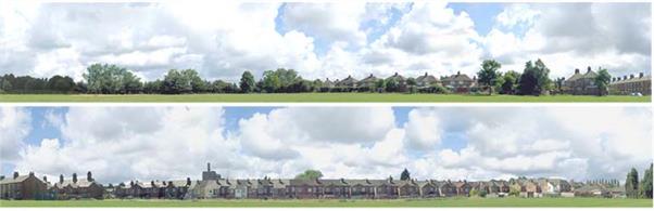 10-feet long photographic reproduction backscene showing a suburban residential setting. The scene is supplied in two sections.This is pack B of four backscene packs which can be combined to create a continuous 40-feet length scene.