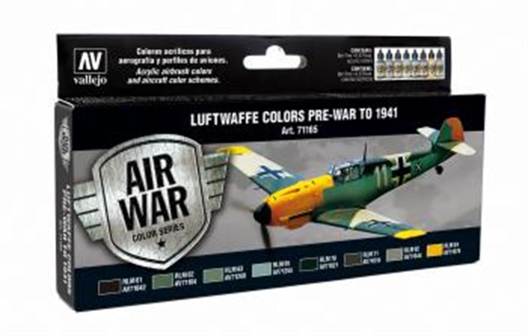 Vallejo  71165 Model Air Luftwaffe Prewar -1941 Colours Paint Set Acrylic Paints Airbrush Ready