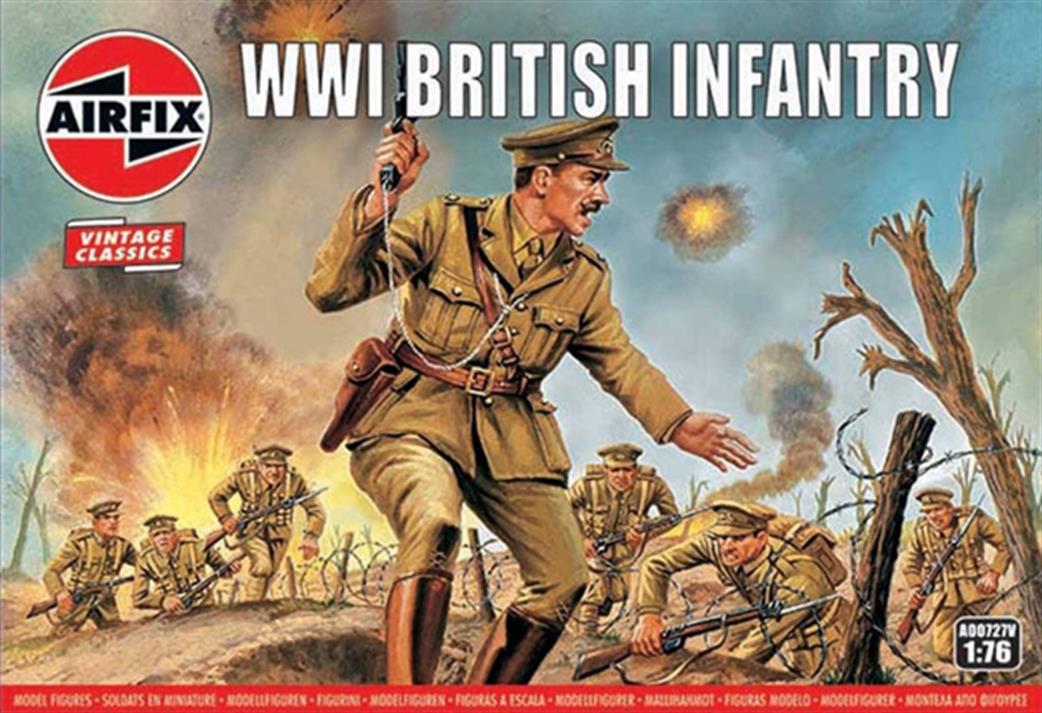 Airfix 1/76 A00727V WW1 British Infantry Unpainted Vintage Classic Figure Set