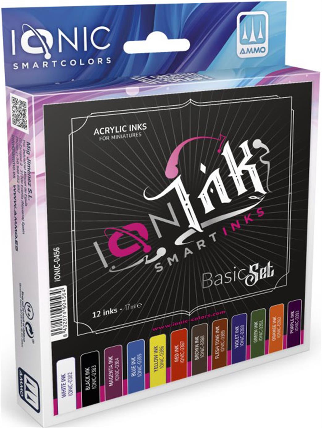 Ammo of Mig Jimenez  IONIC-0456  IONIC SMART INKS BASIC 12pc SET