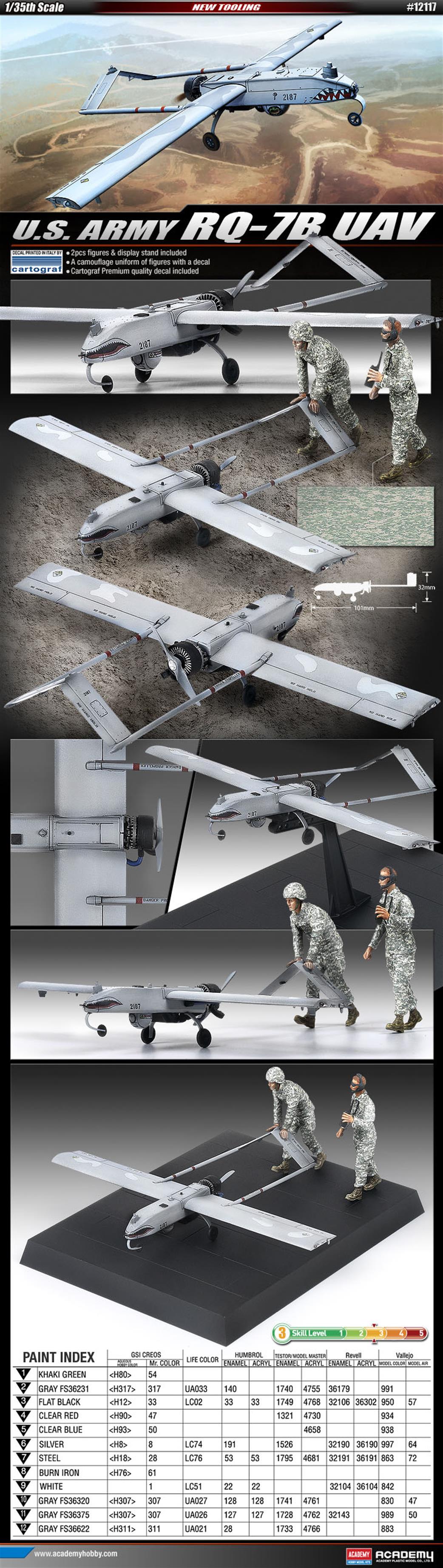 Academy 1/35 12117 RQ-7B Shadow UAV Drone Plastic Kit