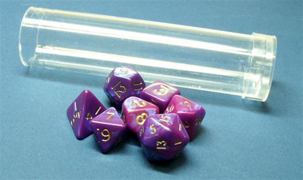 D&G  DPMIN07TB 7 Mini Purple Interferenz Poly Dice in Tube