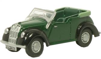 Oxford Diecast 1/76 Morris Eight Tourer Green &amp; Black Car Model 76ME002