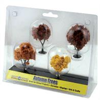 Autumn Trees Add these four realistic trees to your diorama or display and watch it come to life! These trees range from approximately 2â€-3â€. Modify your trees by bending the branches or adding or removing small amounts of foliage! Made with patented products. 