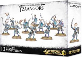 This multi-part plastic kit contains the components necessary to assemble 10 Tzaangors, bedecked head to foot in the avian symbolism of Tzeentch. These models have a huge amount of customisation available.This kit comprises 142 components, and is supplied with 10 Citadel 32mm Round bases.