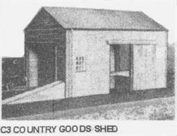 Card model kit to construct a country station goods shed.