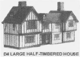 Card model kit to construct a large half-timbered house, typical of many old late medival houses still found in some historic town centres.