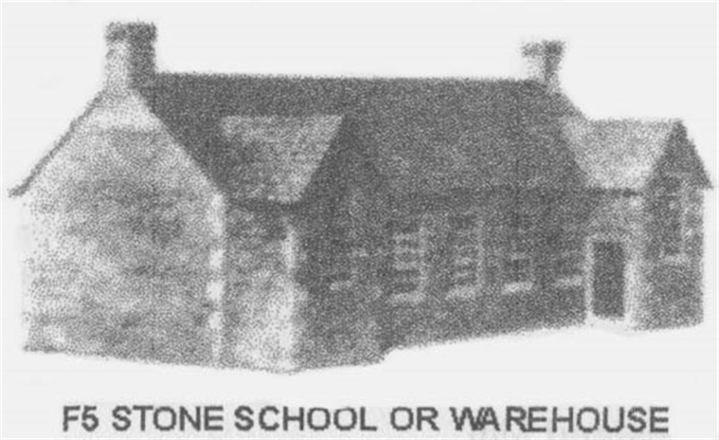 Bilteezi OO 4F5 Stone Village School or Warehouse Building Printed Card Kit