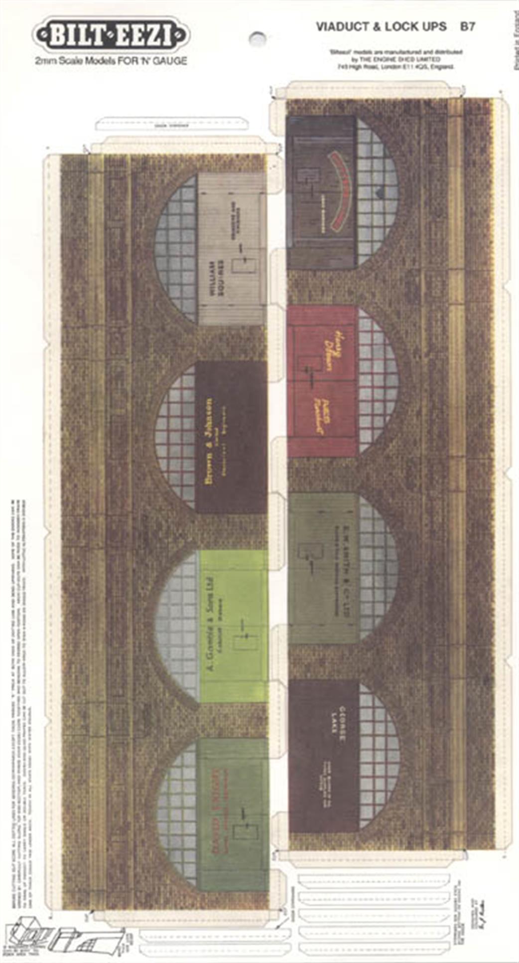 Bilteezi N 2B7 Viaduct with Lock-Up Units Beneath Arches Printed Card Kit