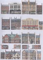 A sheet of over 20 individual town centre buildings, including houses, shops, department stores and a larger building suitable as a town hall, school, village hospital or similar.Simply cut out the individual buildings and position them against your backdrop to make a unique town scene.
