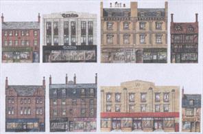 This sheet contains 8 town centre buildings with shop frontages, including department stores and some well-known retail chains.These buildings have been designed to be cut out and assembled against another backscene, or assembled together to build up a unique high street scene.
