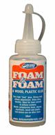 Special adhesive for foam materials, eg expanded polystyrene foam used in aircraft wings etc.
