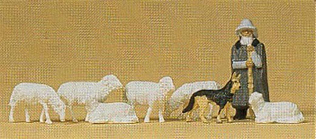 Preiser 14160 Shepherd, Sheepdog & Sheep 1/87