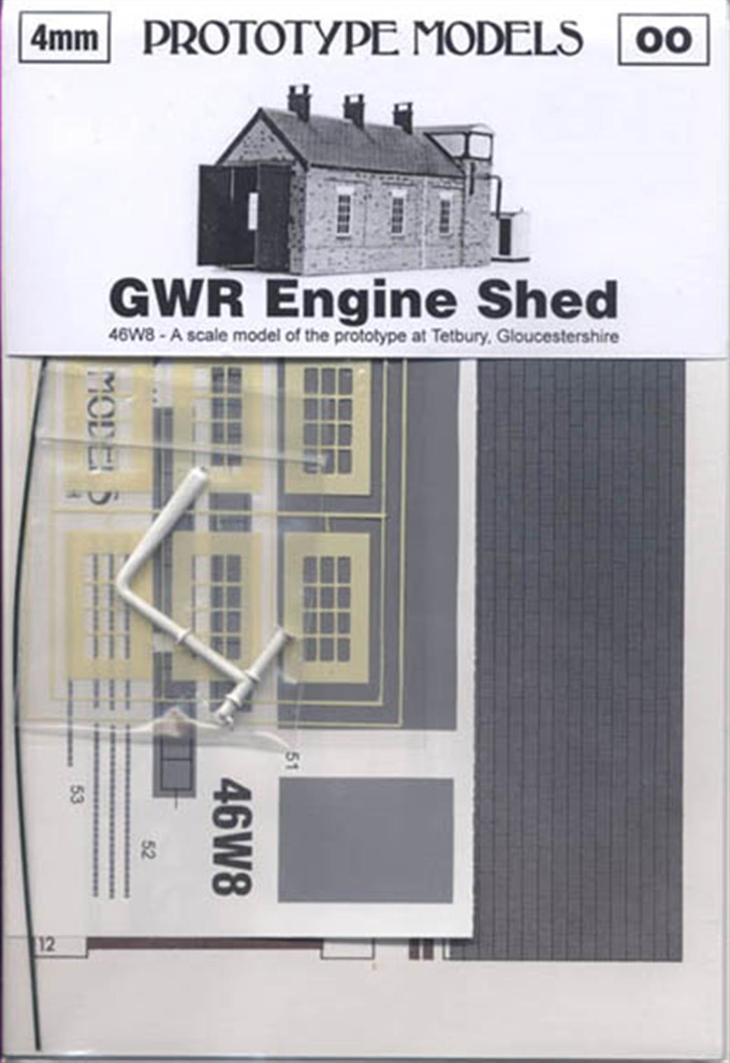 Prototype Models 46W8 GWR Tetbury Engine Shed Card Kit OO