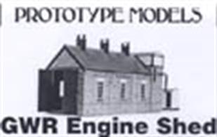 A printed card kit of a typical GWR branch line terminous engine shed based on the shed at Tetbury.This engine shed features doors at one end and a water tank at the closed end.