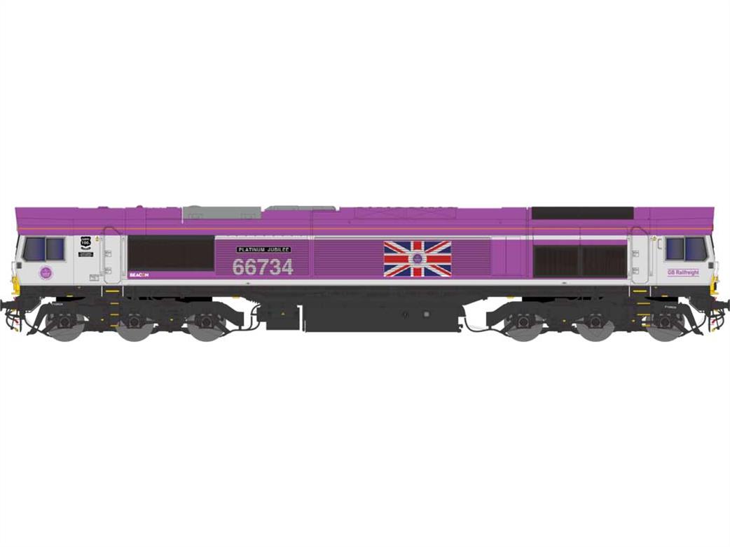 Dapol N 2D-066-006S GBRf 66734 Platinum Jubilee Class 66 Diesel Locomotive Jubilee Purple DCC Sound