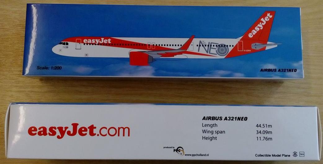 PPC Models 1/200 PP222925 Easyjet  Airbus A321 Neo Plastic Aircraft Model